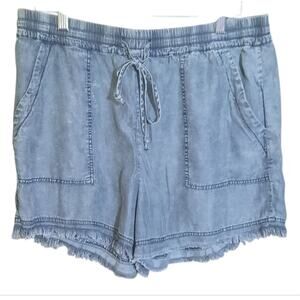 Hem & Thread Womens Lightweight Raw Edge Hem Elastic Waist & Drawstring  Size L